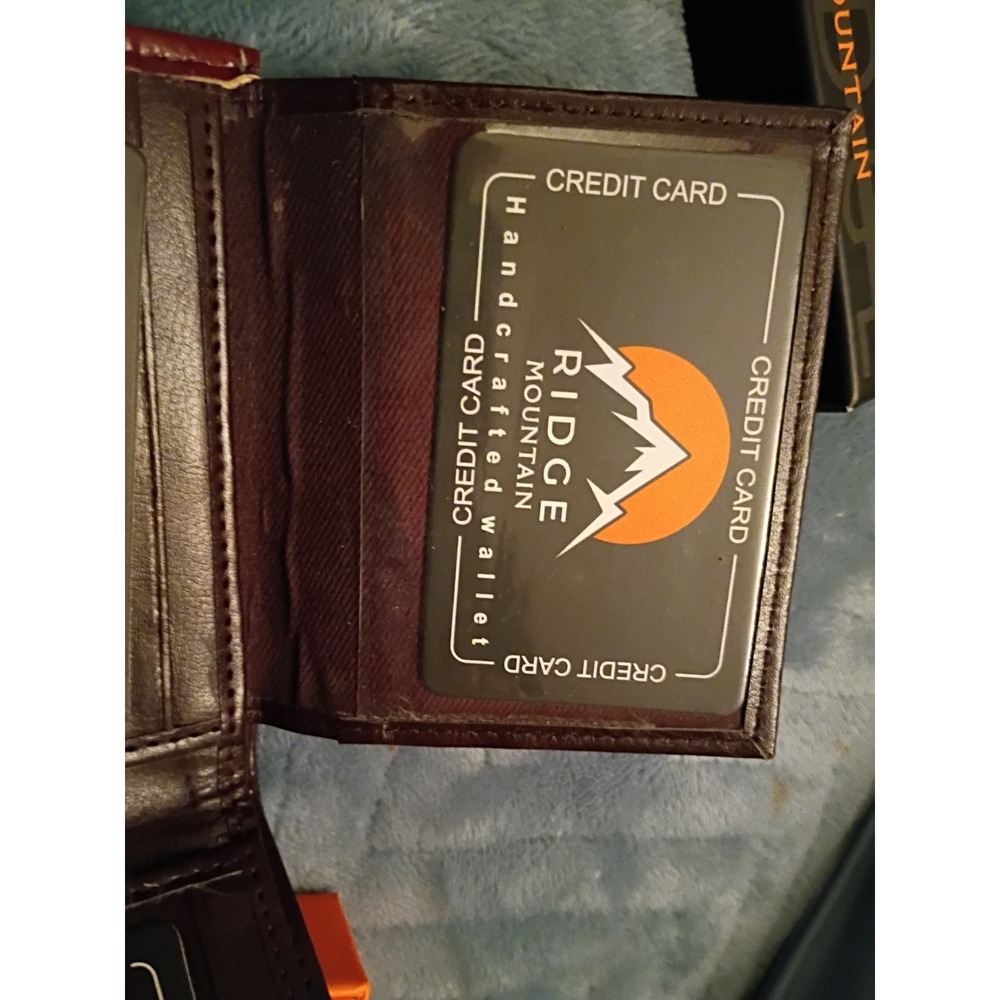 Ridge Mountain Cowboy Longhorn Bi-fold Black & Brown Studded Wallet NWOT In Box - Picture 6 of 11